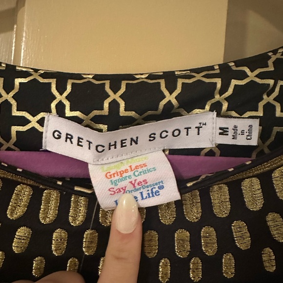 Gretchen Scott Designs Black and Gold Sheath Mini Dress - Picture 5 of 7